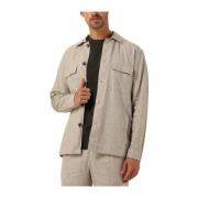 Heren Linnen Overshirt Beige Profuomo , Beige , Heren