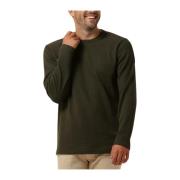 Heren Polo & T-shirts Waffle Emb Ls Anerkjendt , Green , Heren