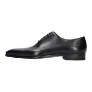 Zwarte Leren Veterschoenen Klassiek Model Magnanni , Black , Heren