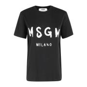 Casual Katoenen T-Shirt Msgm , Black , Dames