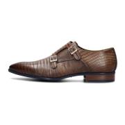 Bruin Leren Dubbele Monk Strap Schoenen Giorgio , Brown , Heren