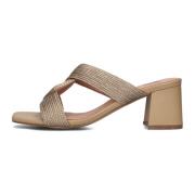 Vierkante Neus Leren Muil Sandalen Bibi Lou , Brown , Dames