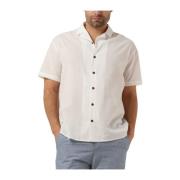 Heren Seersucker Shirt in Off-White Anerkjendt , White , Heren