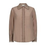 Stijlvolle Bruine Blouse met Kantdetails Copenhagen Muse , Brown , Dam...