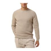 Heren Crew Neck Pullover Sweater Profuomo , Beige , Heren