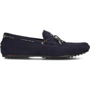 Blauwe Suède Loafers met Strikdetail Stefano Lauran , Blue , Heren