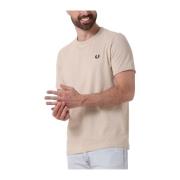 Heren Ringer T-shirt Casual Stijl Fred Perry , Beige , Heren