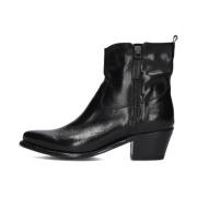 Zwarte leren enkellaarsjes met rits Cordwainer , Black , Dames