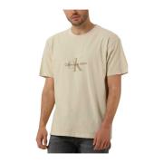 Heren Polo T-shirts Mineral Dye Tee Calvin Klein , Beige , Heren