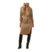 Bronzen Midi Jurk voor Vrouwen Simple , Brown , Dames