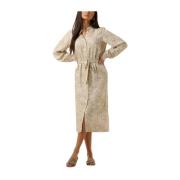 Beige Midi Jurk Elegante Stijl Object , Beige , Dames