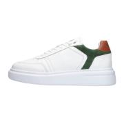 Witte leren sneakers met groen suède paneel Goosecraft , White , Heren