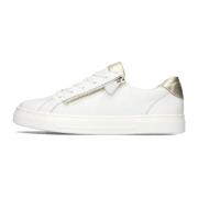 Witte Leren Sneakers met Metallic Accenten Hassia , White , Dames