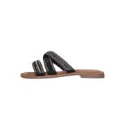 Handgemaakte Zomerse Slipper met Kralenbanden Lazamani , Black , Dames