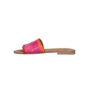 Stijlvolle Leren Slippers Lazamani , Pink , Dames