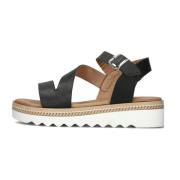 Zwarte Leren Sandalen Stijlvol Model Inuovo , Black , Dames