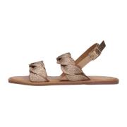 Roségouden Leren Gevlochten Sandalen Inuovo , Pink , Dames