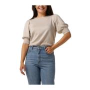 Liva Gebreide Tee Minus , Beige , Dames