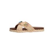 Beige Platformslipper met Strass Stenen Bibi Lou , Beige , Dames