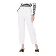 Gekropt broek met hoge taille 7 For All Mankind , White , Dames