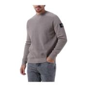 Monologo Badge Sweater Taupe Calvin Klein , Gray , Heren