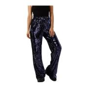 Sequins Flare Broek Blauw Colourful Rebel , Blue , Dames