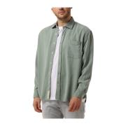 Groen Casual Tencel Overhemd Woodbird , Green , Heren