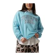 Dames Sweater Patch Dropped Sweat Colourful Rebel , Blue , Dames