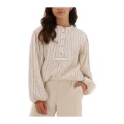 Oversized Lurex Shirt Blouse 10Days , Beige , Dames