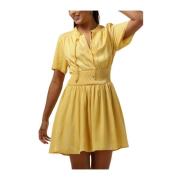 Satin Gewassen Mini Jurk Oker Freebird , Yellow , Dames