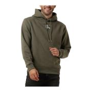 Olijfgroene Monologo Hoodie Calvin Klein , Green , Heren