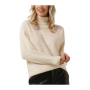 Beige Highneck Gebreide Trui Selected Femme , Beige , Dames