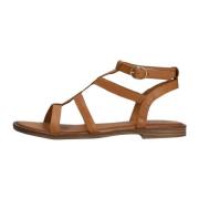 Stijlvolle Cognac Sandalen met Gouden Studs Tango , Brown , Dames