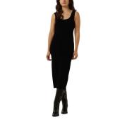 Severe Zwarte Midi Jurk Drykorn , Black , Dames