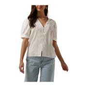 Witte Blouse 2/4 Mouw Top Object , White , Dames