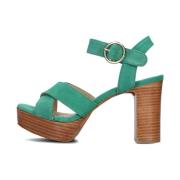 Groene Suède Kruisband Sandalen Goosecraft , Green , Dames