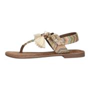 Beige Leren Sandalen 75.119 Lazamani , Beige , Dames