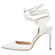 Pre-owned Leather heels Manolo Blahnik Pre-owned , White , Dames