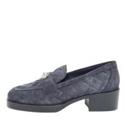 Pre-owned Suede flats Chanel Vintage , Blue , Dames