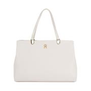 Beige Satchel Handtas voor Vrouwen Tommy Hilfiger , Beige , Dames