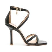 Zwarte Strappy Platte Sandaal Michael Kors , Black , Dames