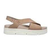 Beige Open Casual Platte Sandalen Rieker , Beige , Dames