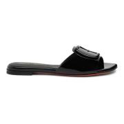 Lakleren Slide Sandaal Santoni , Black , Dames