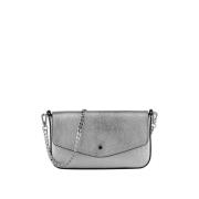 Zilveren Clutch met Kettingriem Pourchet Paris , Gray , Dames