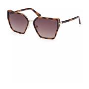 Hexagonale Lens Zonnebril met Contrasterende Details Guess , Brown , D...