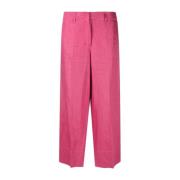 Fuchsia Korte Linnen Broek Max Mara , Pink , Dames