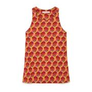 Gedrukte Halternek Jersey Top Maliparmi , Orange , Dames