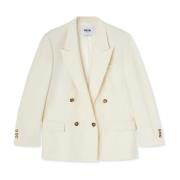 Dubbelbreasted wollen jas Msgm , Beige , Dames