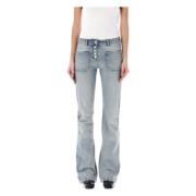 Lichtblauwe Denim Baggy Flare Jeans Courrèges , Blue , Dames