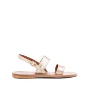 Gouden Sandalen Dubbele Band Gesp-Sluiting K.jacques , Beige , Dames